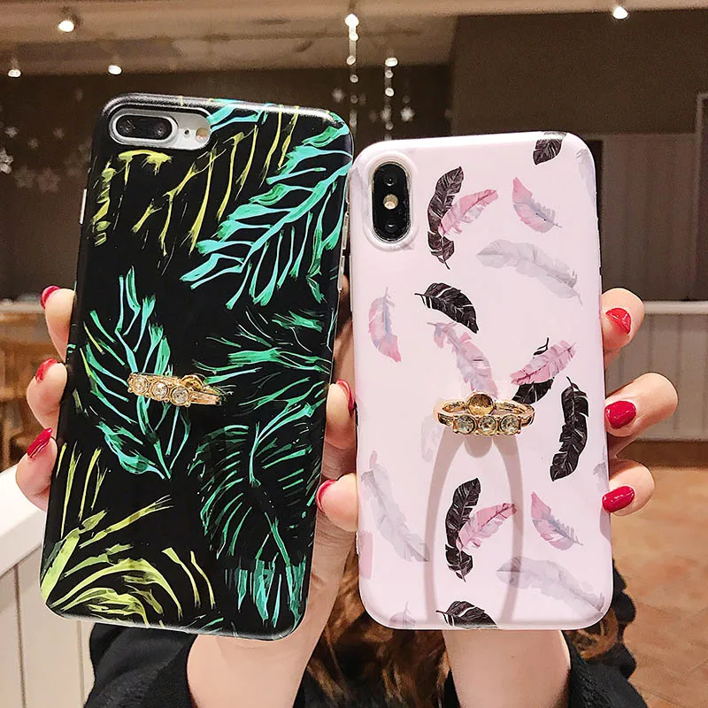 Чехол для телефона с перьями iPhone X XR 11 Pro XS MAX 7 8 6 6S Plus задняя крышка тропическими