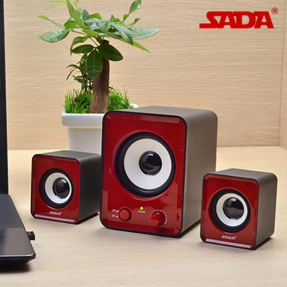 SADA 3D объемный сабвуфер стерео бас USB колонки портативные для ноутбука ноутбук компьютер с 3,5 мм красный белый черный