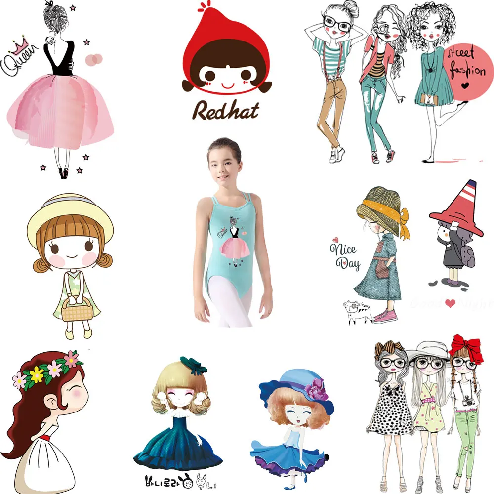 

queen ballet girl sticker iron on patch for child clothes transfert thermocollants t-shirt hoodie dresses parches termoadhesivos