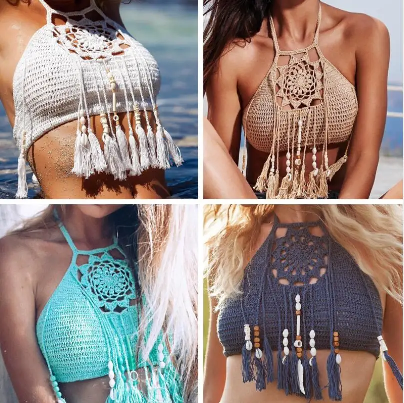 Женский сексуальный бикини топы купальники с высоким горлом полый Холтер