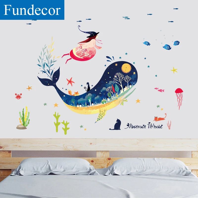 [Fundecoration] настенные наклейки с изображением подводного Кита животных для детских