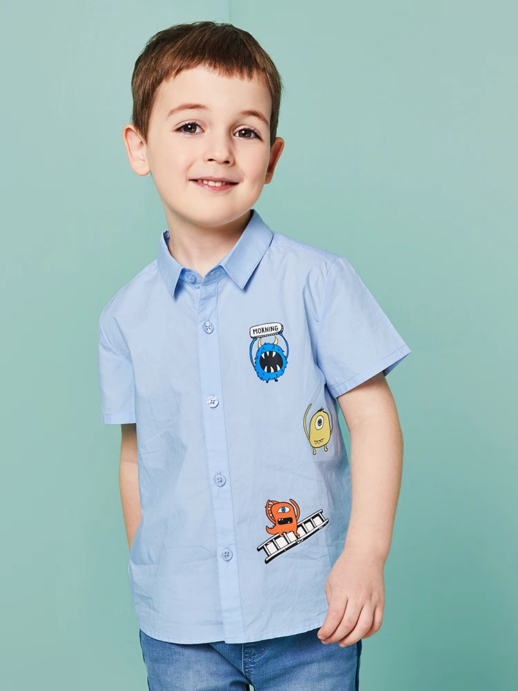 Balabala/рубашка для мальчиков Детская летняя хлопковая рубашка с короткими