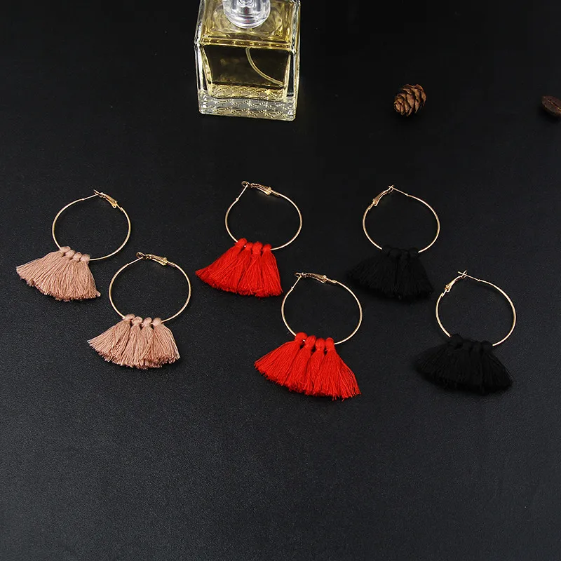 Горячая Распродажа круглые серьги с кисточками ювелирные изделия Модные женские