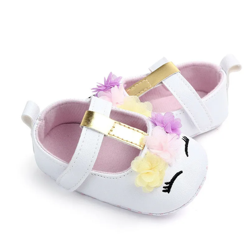 

2019 Hot arrival Infant Newborn Baby Girls Soft PU Leather Soft Crib Shoes Princess Summer Floral Cute Walking Flat Shoes 0-18M