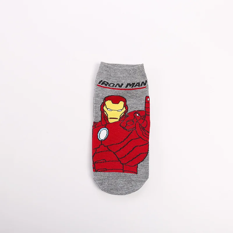 Для мужчин с короткими рукавами милые смешные забавные носки герой Marvel, носки с героями мультфильмов Железный человек Капитан Америка носки Повседневное летние носки с рождественским рисунком, прямая - Цвет: 5