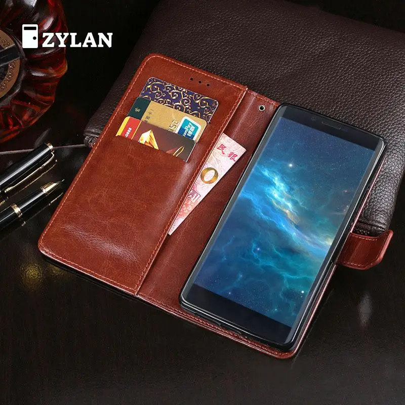 Роскошный чехол кошелек ZYLAN Для Doogee X60L кожаный Ретро флип с подставкой и