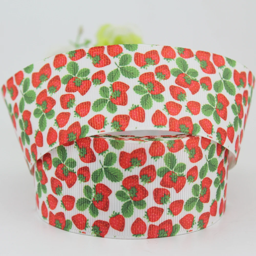 

Cartoon Fruit Strawberry printed grosgrain ribbon 38mm 10 25 50 yards sewing DIY accessories cake wrap band wedding ribbons