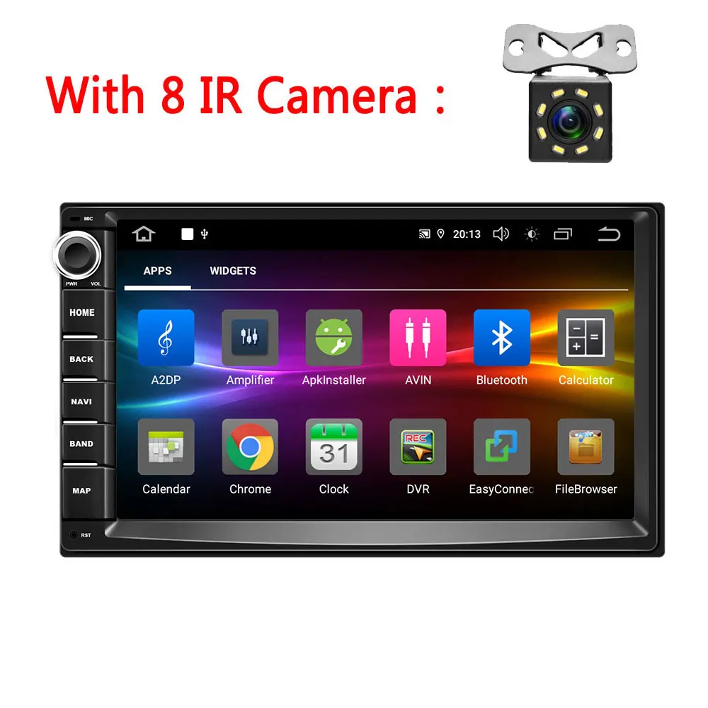 With 8 IR Camera Podofo 2Din Android 9,0 Quad-core Автомагнитола 6-канальный DSP 2 Din Автомобильный мультимедийный плеер gps WI-FI MP5 Bluetooth USB AUX - Цвет: With 8 IR Camera