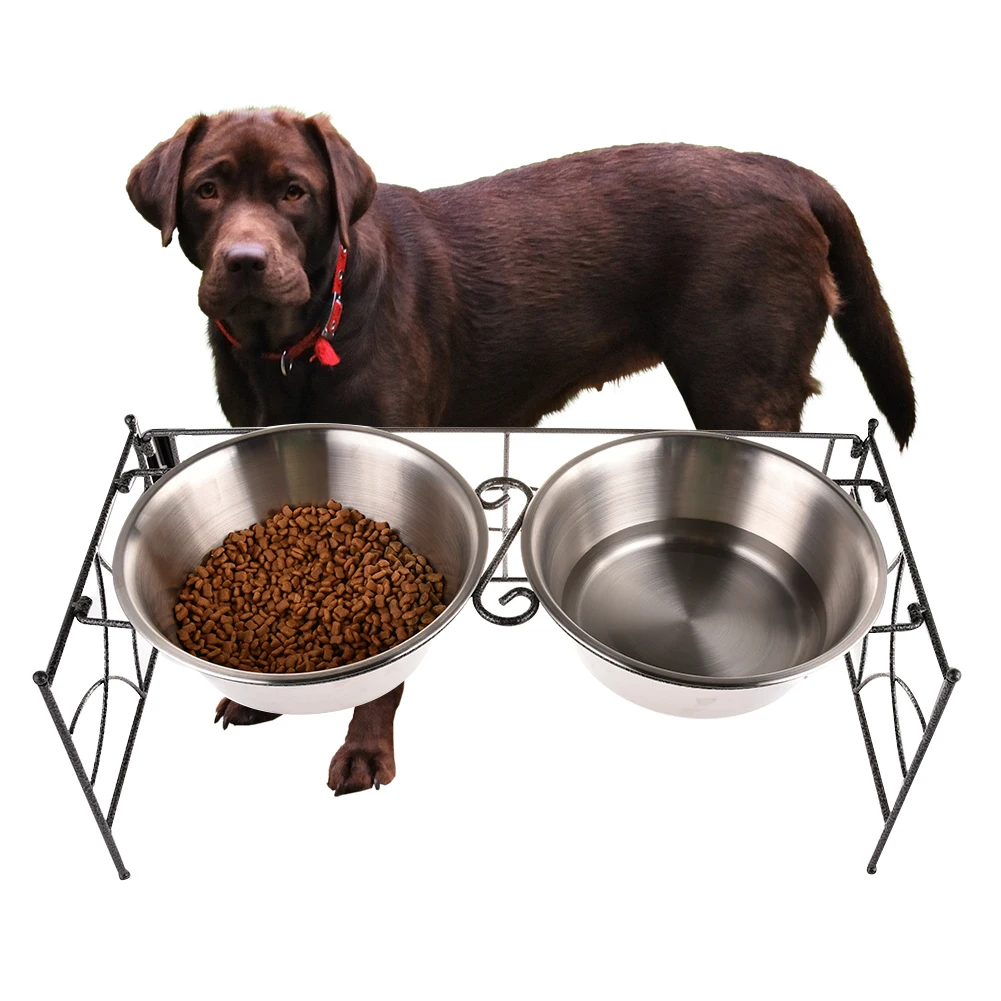 High quality Foldable Stainless Steel Double Bowls Travel Pet Dry Food Cat Bowl Outdoor Drinking Water Dog Dish Feeder Goods | Дом и сад