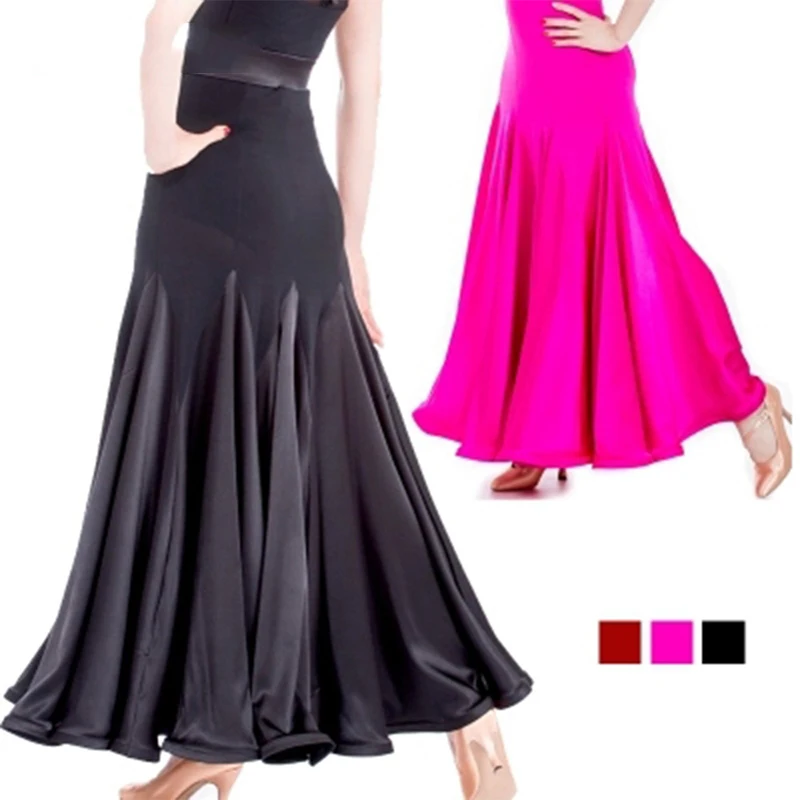 

2017 New Women Ballroom Dance Skirts For Sale Black/Rose Lady Flamenco Skirts Vestidos De Festas Waltz/Tango Skirt DQ6025