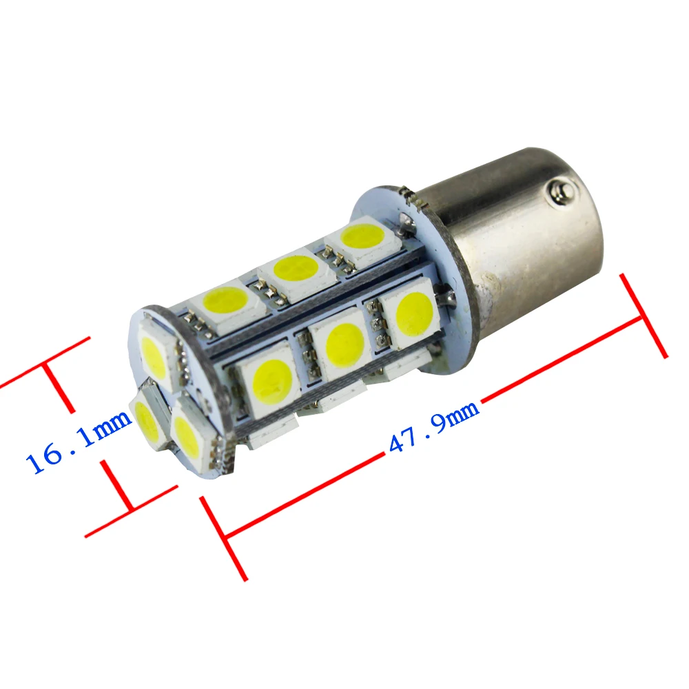 2pieces White 1156 P21W Ba15s 18 5050 SMD LED Brake Tail Turn Signal Rear Light Bulb Side Lights Lamps For Car 12V | Автомобили и