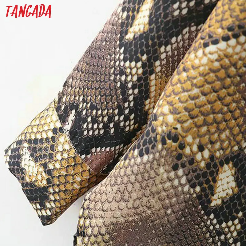 Tangada офисная рубашка блузка прямого кроя свободная рубашка красная рубашка блуза с длинным рукавом базовая рубашка классическамя рубашка элегантная блузка повседневный стиль змеиный принт рептилия змея XD466