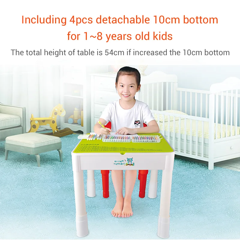 Многофункциональный стол для строительных блоков с 2 стульями 200 учебный