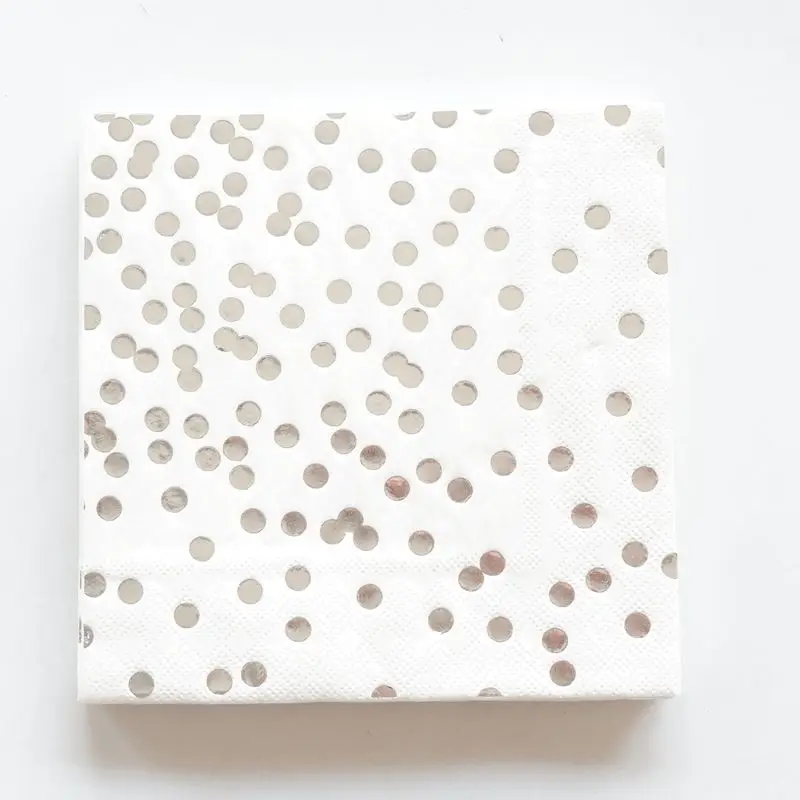 Silver Dot 20 шт./партия, бумажные салфетки из серебряной фольги для напитков Yay праздничные и вечерние салфетки для декупажа 33 см* 33 см - Цвет: Silver Dot