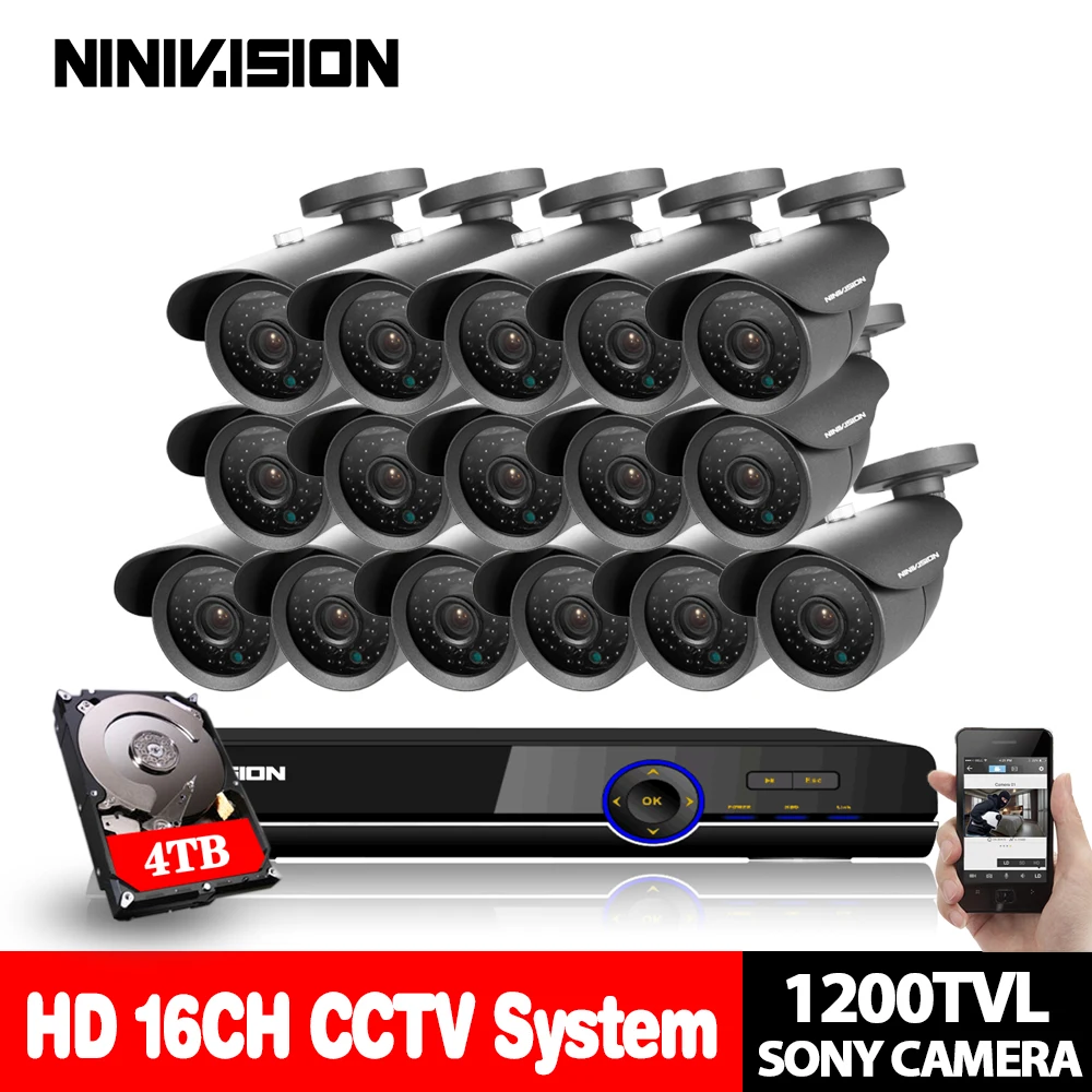 

1080P 16 Channel CCTV AHD System Sony 1200TVL IR Weatherproof video Surveillance CCTV Camera Kit 16ch wifi DVR Recorder System