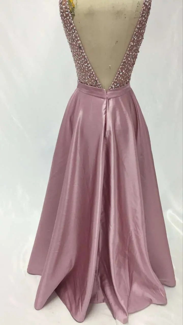Бледно-лиловый вечерние платья 2017 V образным вырезом платье с v-образным на спине
