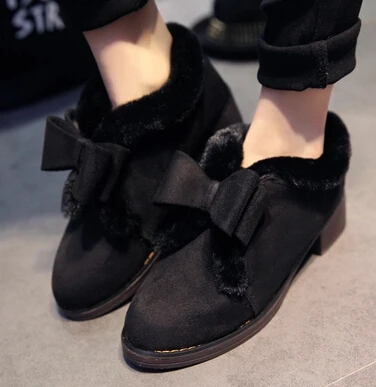 2015 spring and winter bow flat matte new heavy-bottomed ladies boots plus thick velvet sale free shipping three days | Обувь