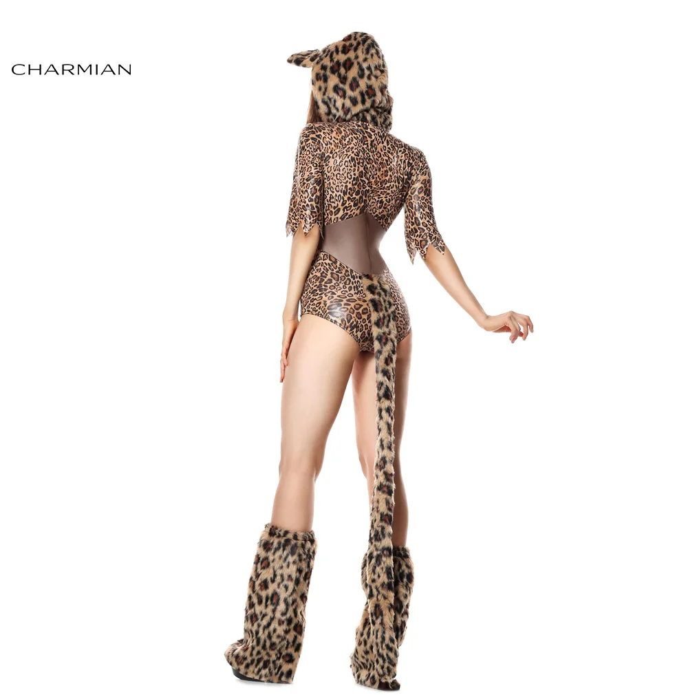 Charmian прекрасный Леопардовый костюм на Хэллоуин для женщин леопардовый