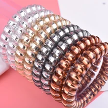 Cintas elásticas de goma para el pelo para mujer, lazos en forma de espiral, accesorios para la cabeza, cinta para el pelo con línea de alambre para teléfono, 5 unids/lote (4)