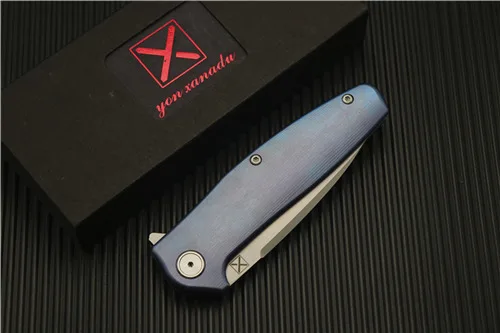 blue YX 750 Флип складной нож шарикоподшипник VG10 лезвие титановая ручка сплава Открытый Кемпинг Многоцелевой Охотничий EDC инструмент - Цвет: blue