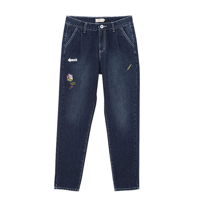 Toyouth Denim Jeans Women 2018 New Pattern Embroidery Ladies Mid-Waist Full Length Slim Casual Pants | Женская одежда