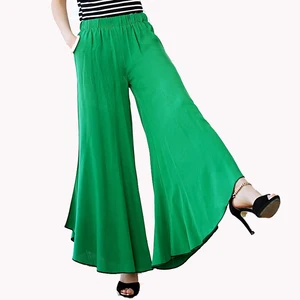 Длинные расклешенные штаны Gaucho в стиле бохо с высокой талией и широкими штанинами, шикарные утонченные повседневные штаны, широкие штаны с завязкой, танцевальные брюки