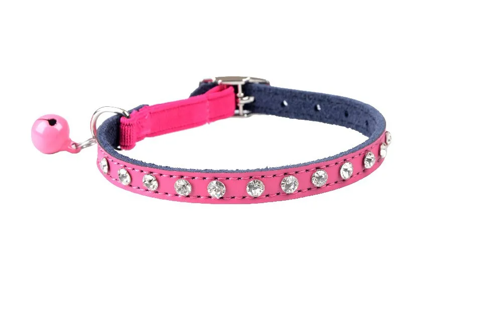 12 шт./лот воротник из натуральной кожи со стразами и котом с эластичным ремнем