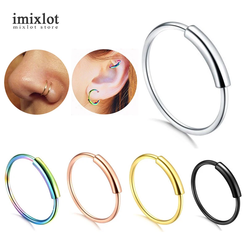 Imixlot 2 шт./лот 22g стальное шарнирное кольцо для пирсинга носа губ ушей 8/10 мм