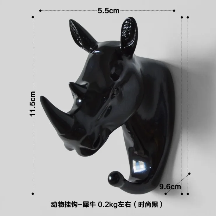 Креативные 3D крючки для стены украшения двери животных крючки декоративные крючки для одежды полимерные крючки олень носорог слон жираф лошадь - Цвет: 10