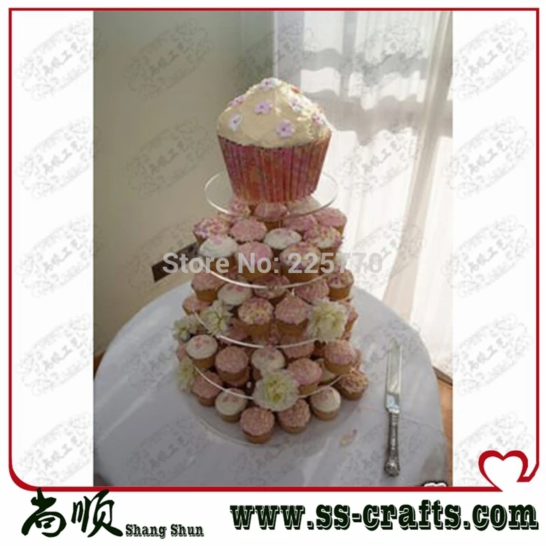 

5 Tiers Tier Large Round Maypole Wedding Acrylic Cupcake Stand Tree Tower Cup Cake Display