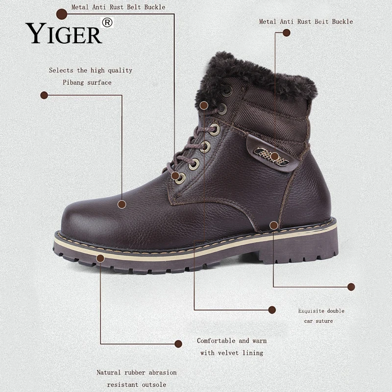 YIGER/Новые мужские ботинки зимние Martin из натуральной кожи большие размеры 38 50