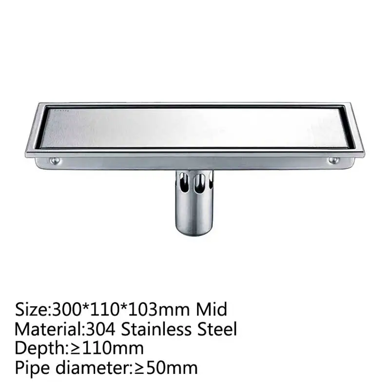 300x110x103mm Mid Канал трапных натереть 300 мм SUS304 Нержавеющая сталь дезодорации Тип ряд Душ трапных - Цвет: 300x110x103mm Mid