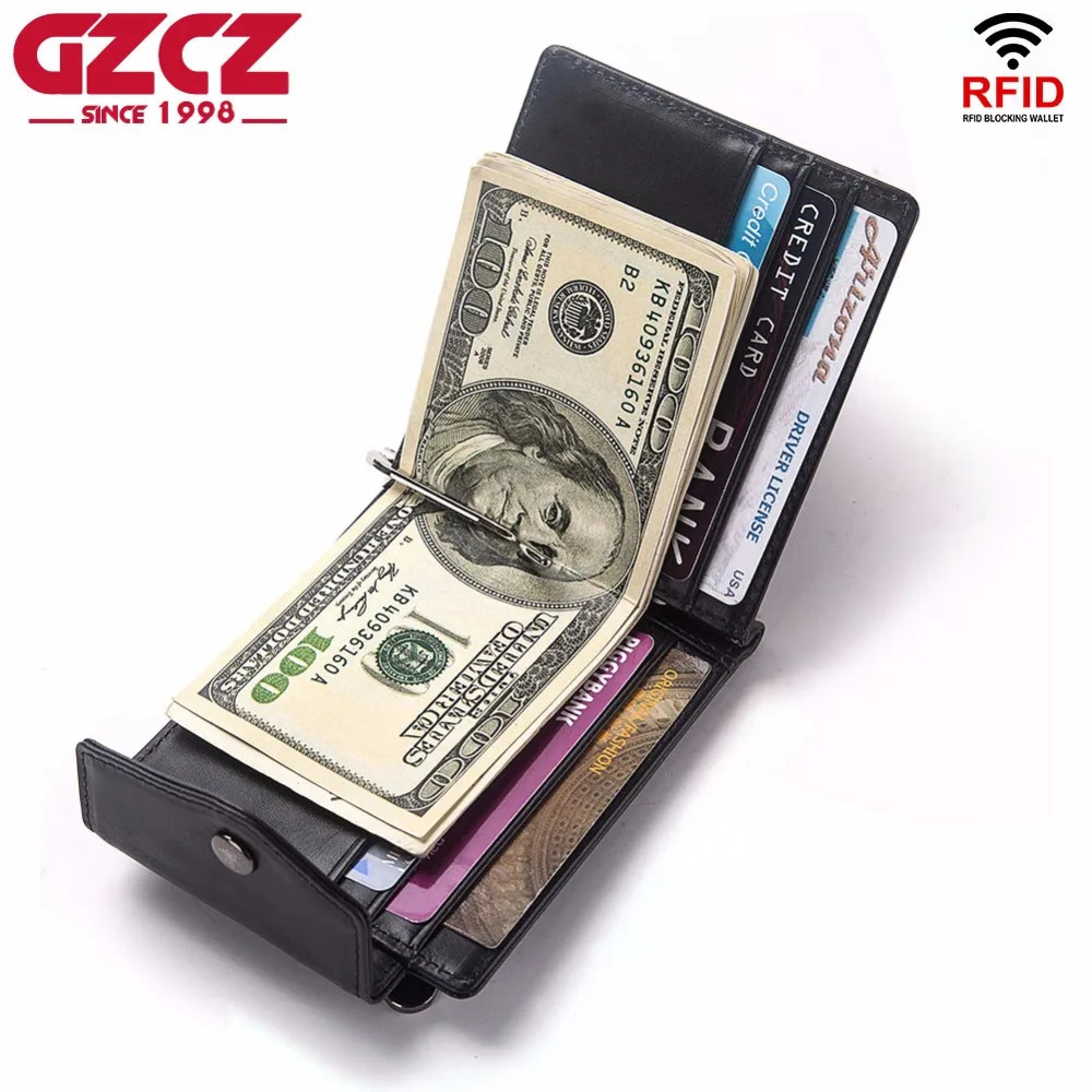 GZCZ модные 2018 Популярные Зажимы для денег из натуральной кожи RFID