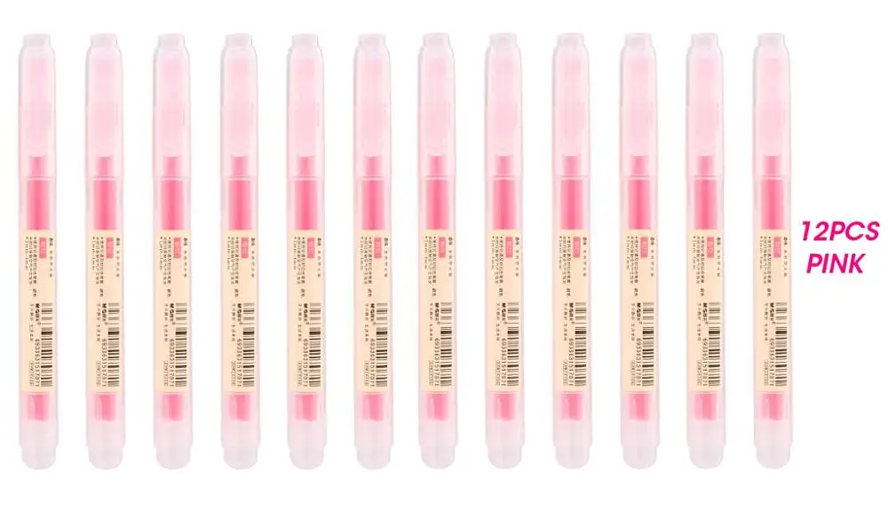 12pcs pink M& G 12 шт./набор Muji стиль маркер ручка японский канцелярские Флуоресцентный цвет маркер милый каваи для школьных принадлежностей - Цвет: 12pcs pink