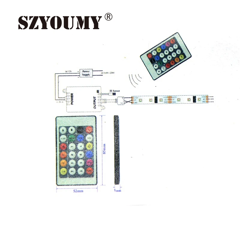 SZYOUMY 24 ключа постоянного тока 5 В WS2801 ИК инфракрасный светодиодный пульт