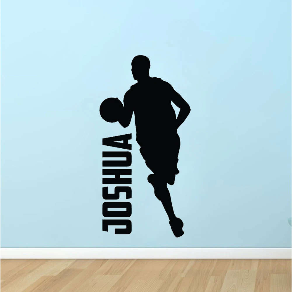 

Boys Basketball Dribble Silhouette Wall Decal Bedroom Custom Name Boy Vinyl Wall Stickers Sport Decals Mural Home Decoration A15