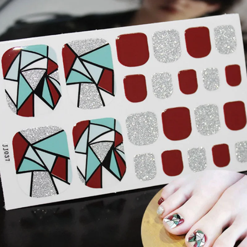 

Hot Nail Decoration Manicure Toe False Nails Full Cover Waterproof Women Feet Nail Stickers 2018 New Nail Art Girls