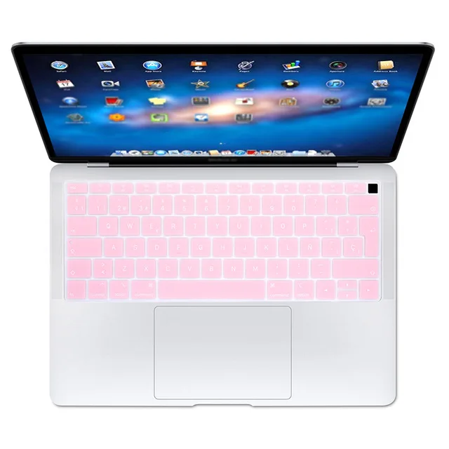 Solid pink Испанская клавиатура ЕС Teclado защитная оболочка для нового Apple MacBook Air 13 13,3 дюймов A1932 сенсорный отпечаток пальца - Цвет: Solid pink