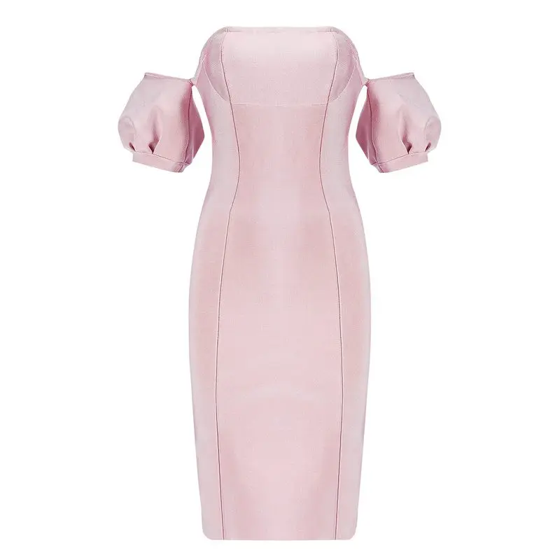 

INDRESSME Women Bandage Dress Sexy Off Shoulder Slash Neck Midi Bodycon Club Celebrity Evening Party Dresses 2018 Summer