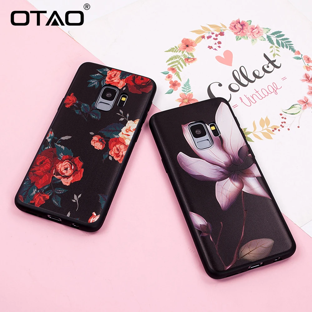 OTAO Painted Flower Phone Case For Samsung Galaxy S8 S9 Plus S7 Edge Note 8 A3 A5 A7 2016 Prime J2 J3 J5 J7 2017 Soft TPU Shell |