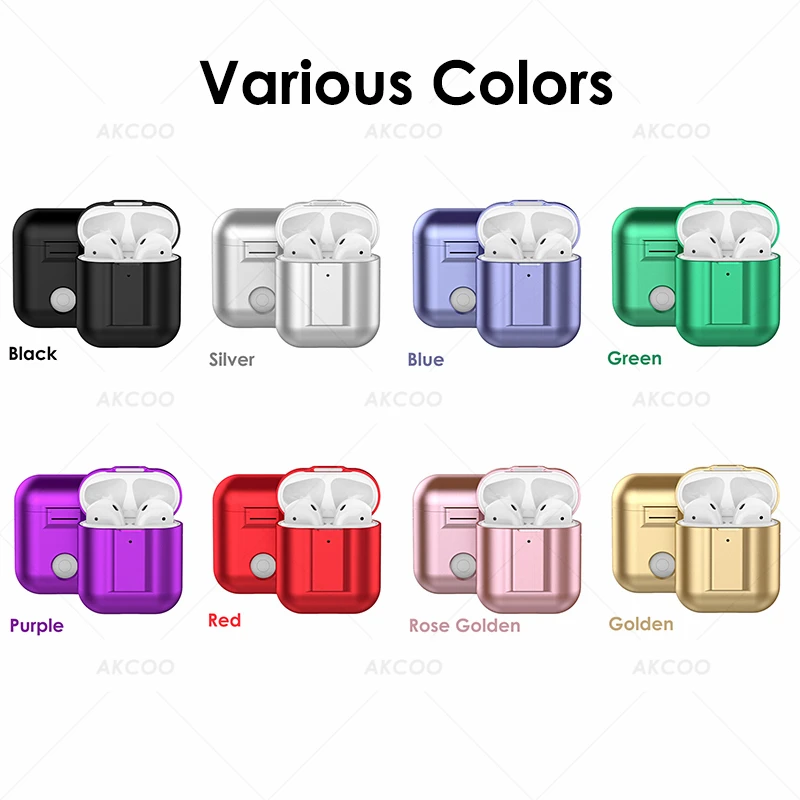 Магнитные Металлические Чехлы Akcoo для AirPods, ультра легкий противоударный чехол для AirPods 1 2, оболочка с силиконовым шнурком