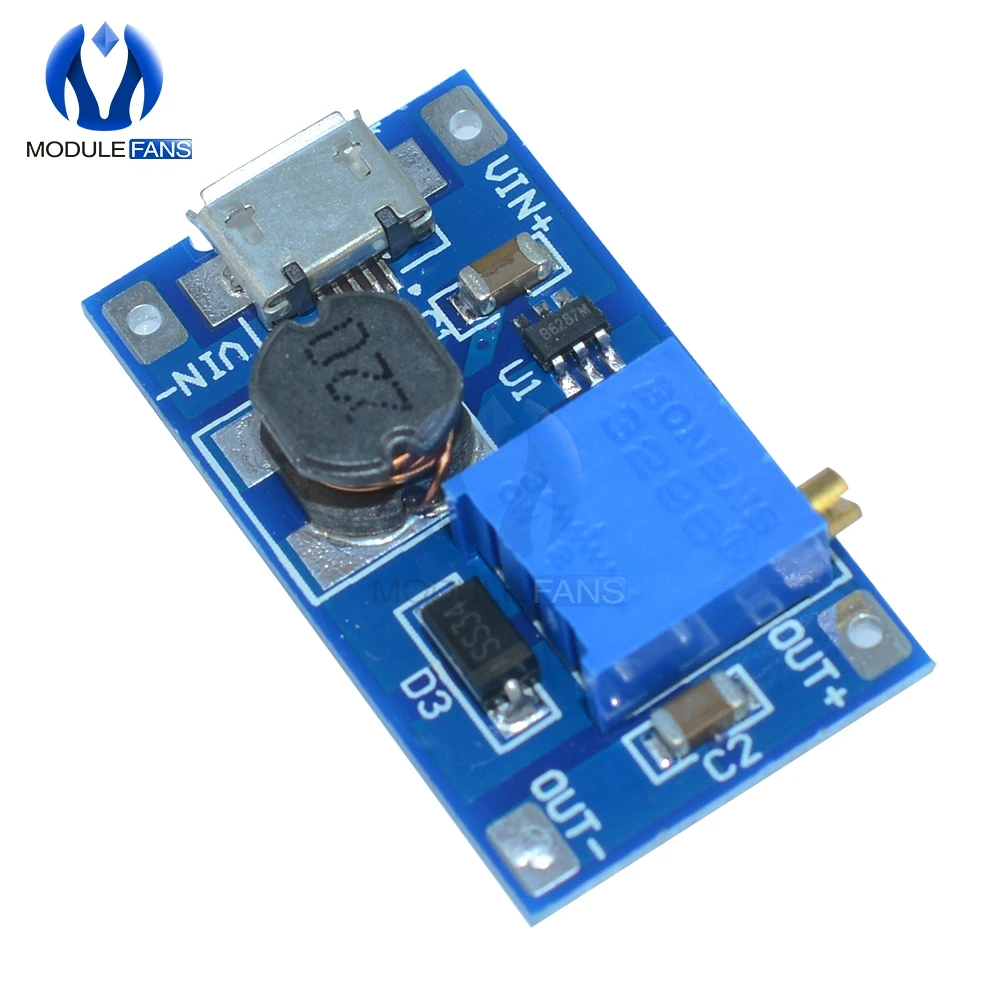 5 шт. 2A MT3608 DC регулируемый Повышающий Модуль повышение пластина Step Up с Micro USB LM2577