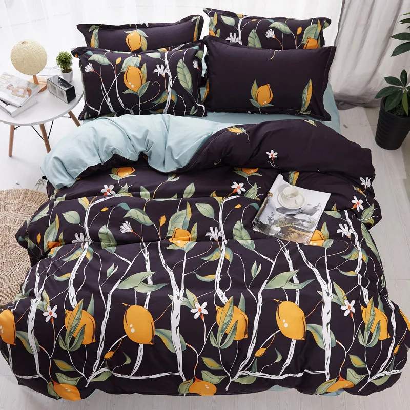 Серый плед летучая мышь Плоские простыни наволочка Постельное белье евро AB