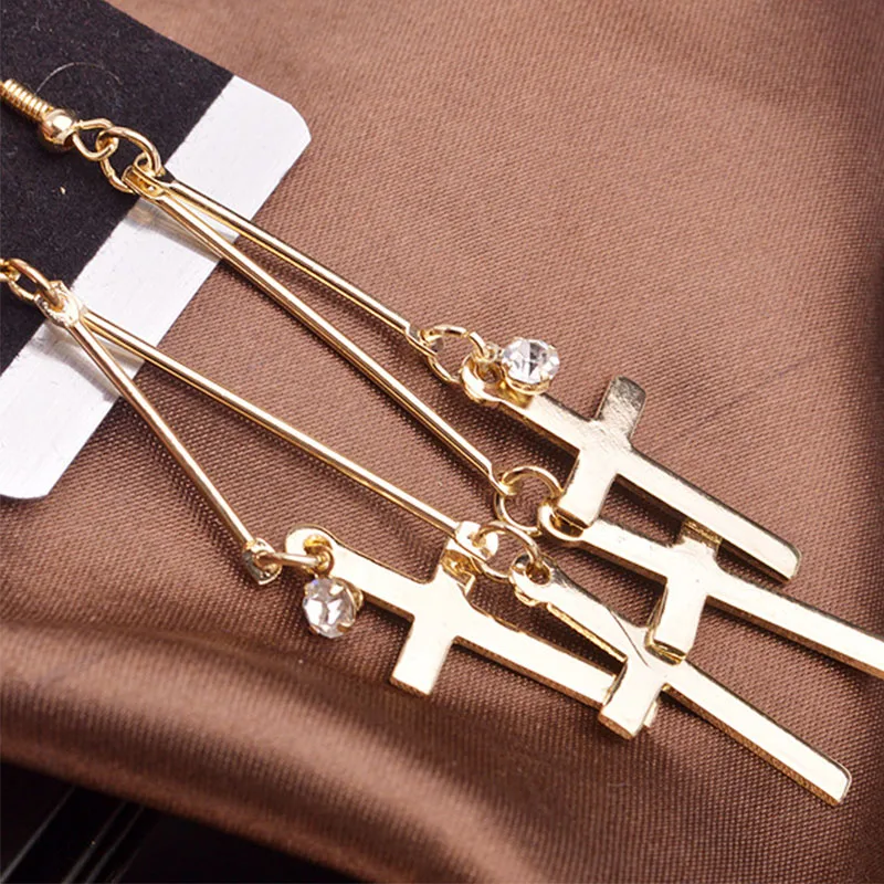 Женские простые металлические серьги с кристаллами новый дизайн длинные висячие