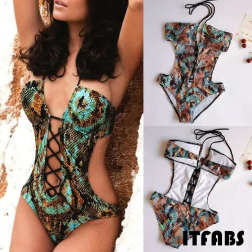 2019 Women Bikini Mujer Set Snakeskin Push-up Padded Bra Swimsuit Swimwear Beachwear Bathing Suit |