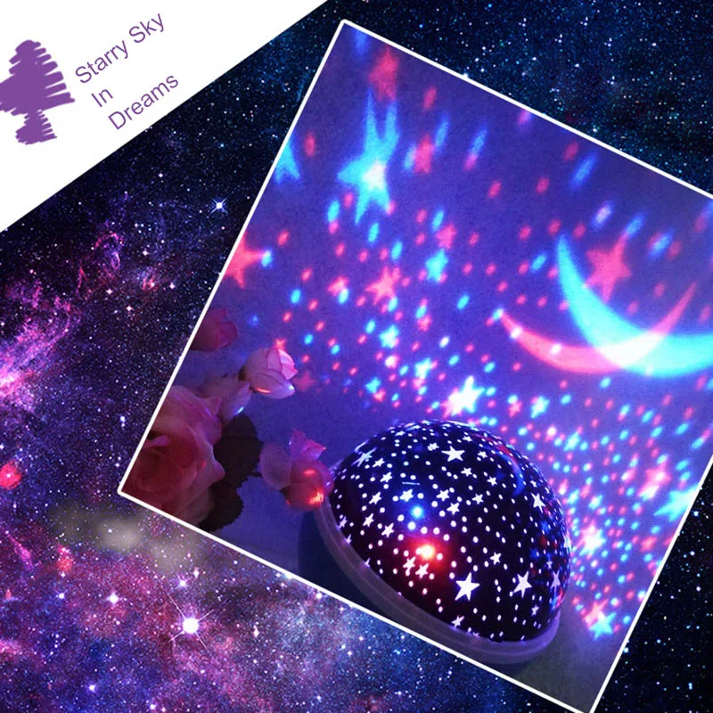 Novelty LED Rotating Star Projector Lighting Moon Starry Sky Children Baby Night Sleep Light Projection Lamp | Игрушки и хобби