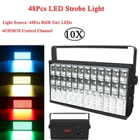 10pcslot 48pcs leds strobe flash light portable 90w rgb 3in1 sound control strobe lights for stage disco dj bar party club