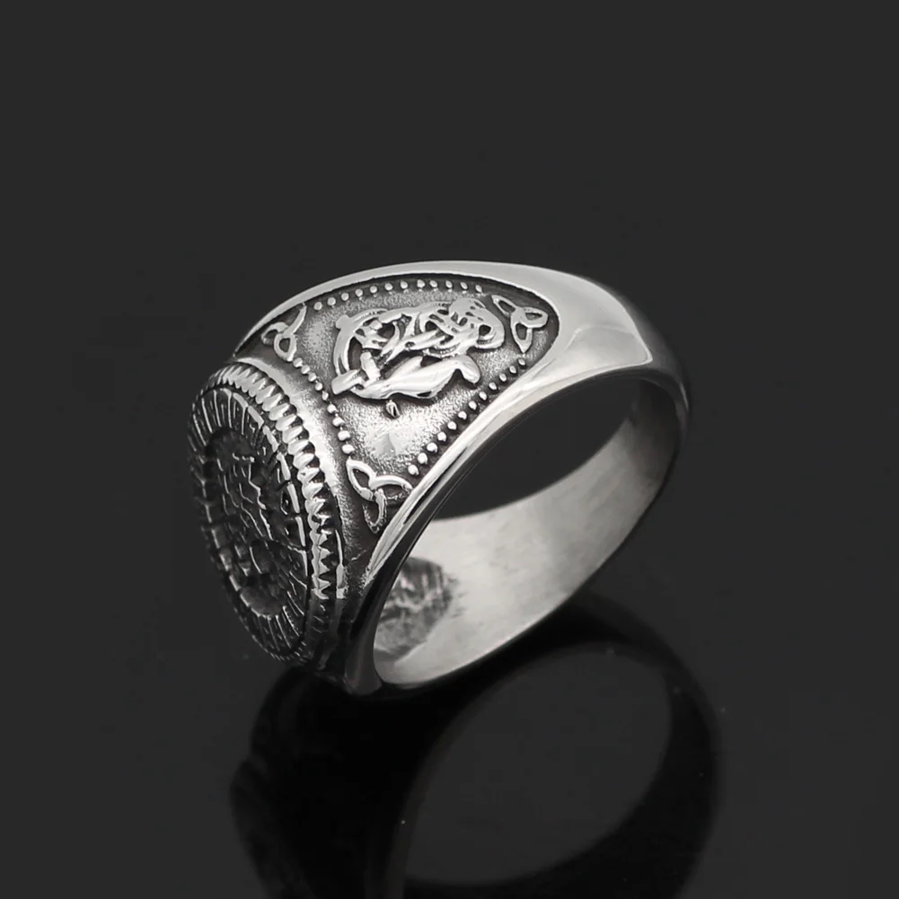 Мужчины 316L нержавеющей стали норвежский викинг odin's wolf rune Винтажное кольцо с подарочной сумкой