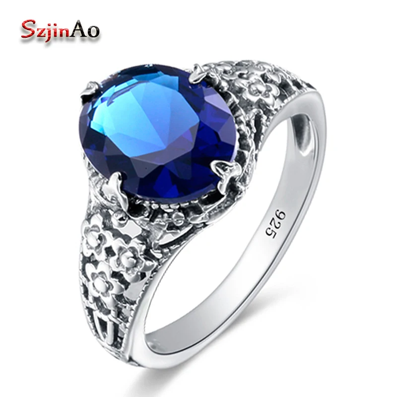 

Szjinao Russian 925 Sterling Silver Jewelry Sapphire Marriage Rings For Women Fashion Cute lighter Wedding Ring bijoux