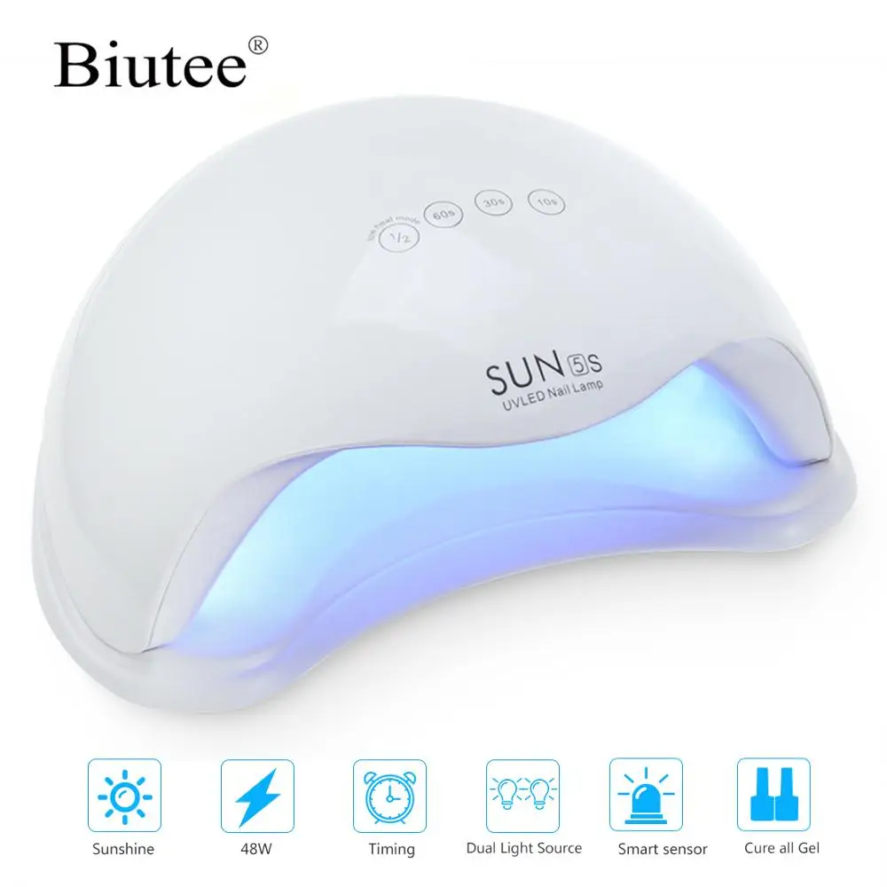 Biutee 42 Вт SUN 5X Plus УФ 24LED лампа для ногтей Сушилка для ногтей ледяная лампа для маникюра гель-лампа для сушки ногтей Гель-лак